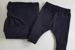 Navy Blue Swaddle Blanket & Newborn Hat Set. Leggings. Boy Take Home Clothes. Baby Shower Gift. Photo Prop - thumbnail 1