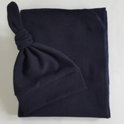 Navy Blue Swaddle Blanket & Newborn Hat Set. Leggings. Boy Take Home Clothes. Baby Shower Gift. Photo Prop - thumbnail 2