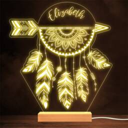 Boho Dream Catcher With Feathers Personalised Gift Lamp Night Light - thumbnail 1