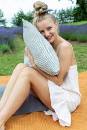 Rustic Stripe Linen Pillow Cases Organic Stonewashed Set Of 2 - thumbnail 1