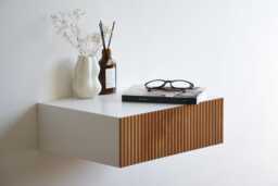 Minimalist Fluted Nightstand With Solid Oak Drawer - thumbnail 1