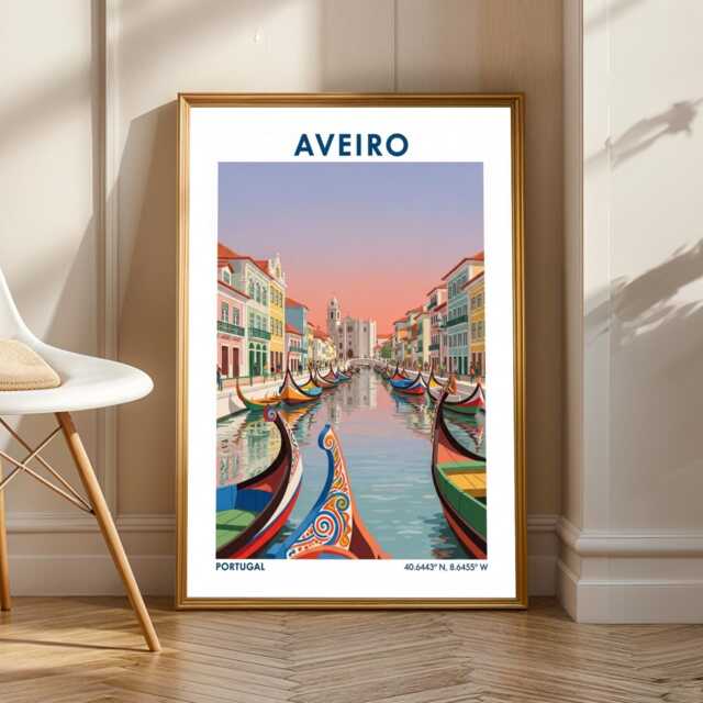 Aveiro Canals Art Print Portugal Cityscape Illustration - image 1