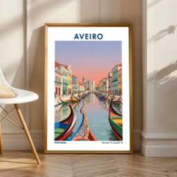 Aveiro Canals Art Print Portugal Cityscape Illustration - thumbnail 1