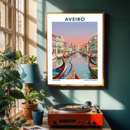 Aveiro Canals Art Print Portugal Cityscape Illustration - thumbnail 2