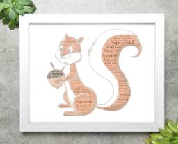 Squirrel Word Art Print - Woodland Animal Typography Poster, Custom - thumbnail 1