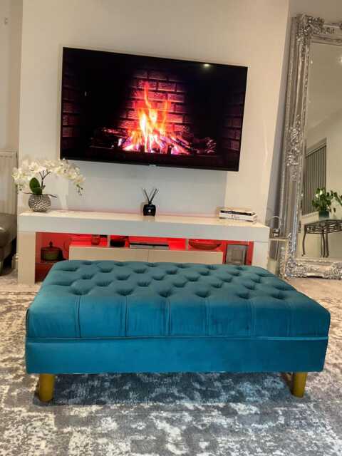 Olivia Large Footstool Coffee Table Pouffe Bench Chesterfield Luxury French Velvet - image 1