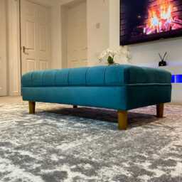 Olivia Large Footstool Coffee Table Pouffe Bench Chesterfield Luxury French Velvet - thumbnail 2