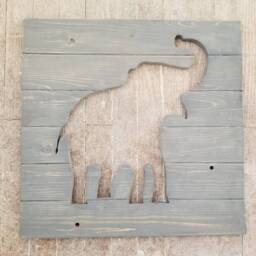 Rustic Elephant Family Cutout Set Reclaimed Wood Wall Decor Large Sizes - thumbnail 4