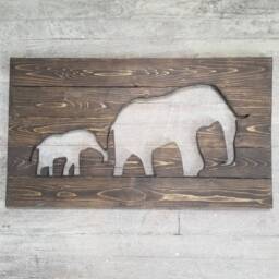 Rustic Elephant Family Cutout Set Reclaimed Wood Wall Decor Large Sizes - thumbnail 3