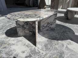 Handcrafted Calacatta Viola Marble Table, Natural Stone Oval Coffee Sculptural Side Modern Minimalist Accent, Custom Furniture - thumbnail 1