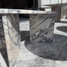 Handcrafted Calacatta Viola Marble Table, Natural Stone Oval Coffee Sculptural Side Modern Minimalist Accent, Custom Furniture - thumbnail 3