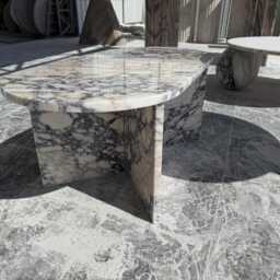 Handcrafted Calacatta Viola Marble Table, Natural Stone Oval Coffee Sculptural Side Modern Minimalist Accent, Custom Furniture - thumbnail 2