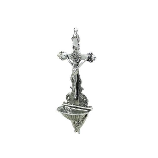 With Crucifix & Holy Water Font Angels, Pewter - image 1