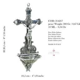 With Crucifix & Holy Water Font Angels, Pewter - thumbnail 2