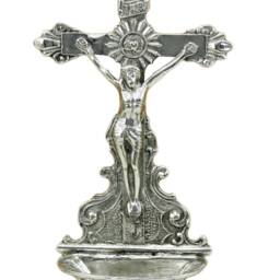 With Crucifix & Holy Water Font Angels, Pewter - thumbnail 3