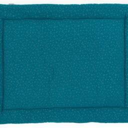 Kraftkids Playmat/Playpen Liner, Muslin With Gold Dots On Petrol Blue, 100 cm X 130 cm - thumbnail 4