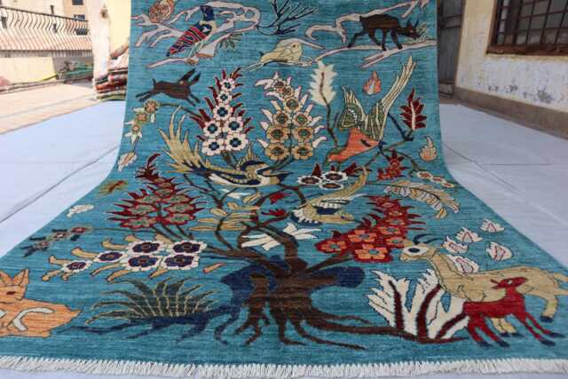 5'1x6'10 Blue Kazak Trees Of Rug, Afghan Brand New Luxury Rug, Medallion Geometric Area Rug For Living Room - image 1