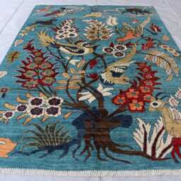 5'1x6'10 Blue Kazak Trees Of Rug, Afghan Brand New Luxury Rug, Medallion Geometric Area Rug For Living Room - thumbnail 2
