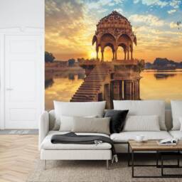 Jaipur Lake Sunrise Wallpaper Mural, Peel & Stick Wall Decal - thumbnail 2