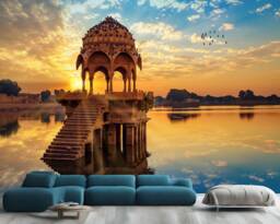 Jaipur Lake Sunrise Wallpaper Mural, Peel & Stick Wall Decal - thumbnail 1