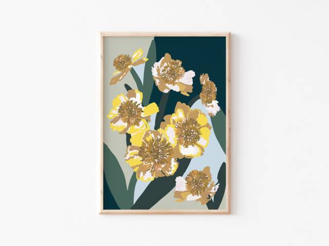 A3-A4-A5 -Floral Abstract Art Print -Colourful Nature - Floral Illustration -Bedroom Wall Unframed -Abstract Botanical - image 1