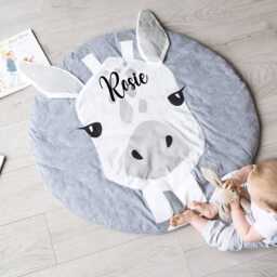 Personalised Giraffe Baby Playmat - Soft Cotton Tummy Time Mat - thumbnail 1