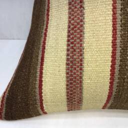 Vintage Turkish Kilim Pillow Cover, Handwoven Accent Cushion - 20x20 - thumbnail 3