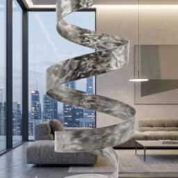 Metal Sculpture Handcrafted Luxury Modern Art Swirling Indoor Or Outdoor Decoration - thumbnail 3