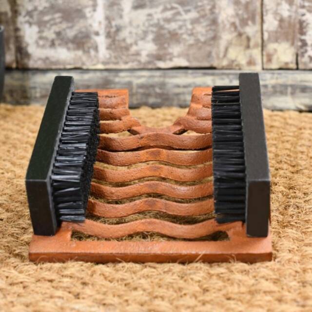 Rustic Cast Iron Boot Jack, Brush & Scraper, Country Home Decor - image 1