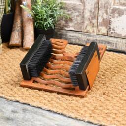 Rustic Cast Iron Boot Jack, Brush & Scraper, Country Home Decor - thumbnail 3