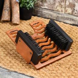 Rustic Cast Iron Boot Jack, Brush & Scraper, Country Home Decor - thumbnail 2