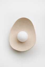 Handmade Beige Ceramic Wall Sconce, Clay Lamp - thumbnail 1
