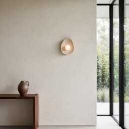 Handmade Beige Ceramic Wall Sconce, Clay Lamp - thumbnail 2