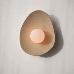 Handmade Beige Ceramic Wall Sconce, Clay Lamp - thumbnail 3