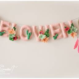 Floral Succulent Dreamcatcher Name Banner, Nursery Decor - thumbnail 2