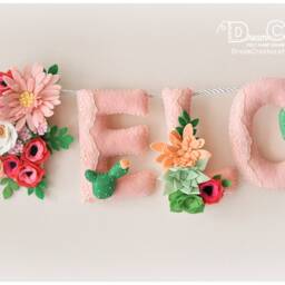 Floral Succulent Dreamcatcher Name Banner, Nursery Decor - thumbnail 3