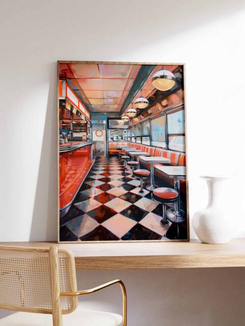 Retro 70S American Diner Poster, Vintage Kitchen Art - image 1
