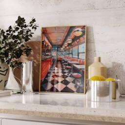 Retro 70S American Diner Poster, Vintage Kitchen Art - thumbnail 2