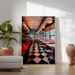 Retro 70S American Diner Poster, Vintage Kitchen Art - thumbnail 4