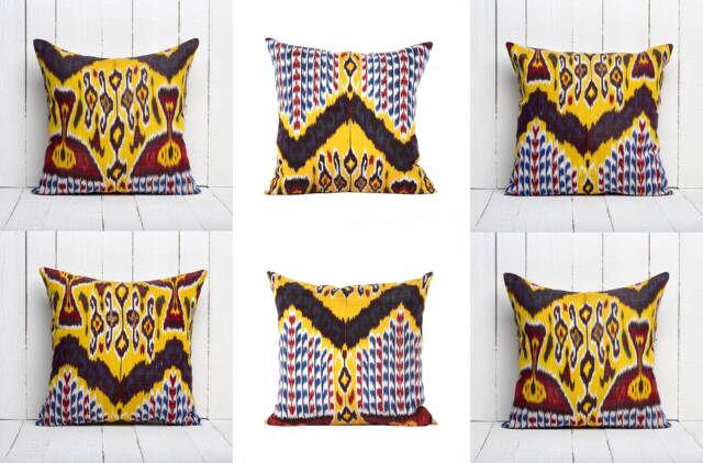 Set Of 6 Pcs, Ikat Pillow Cover, Silk & Cotton Pillow, 20.08 - image 1