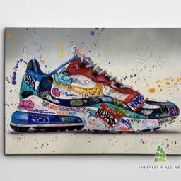 Graffiti Air Max Shoes Canvas Art Wall Print Picture Banksy Style Framed Decor -C983 - thumbnail 2