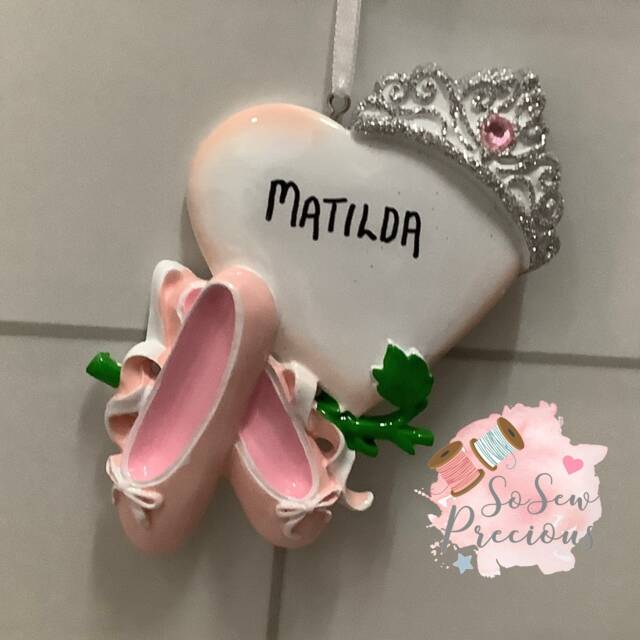 Personalised Resin Hanging Decoration , Christmas Ballerina Princess, Personalized - image 1