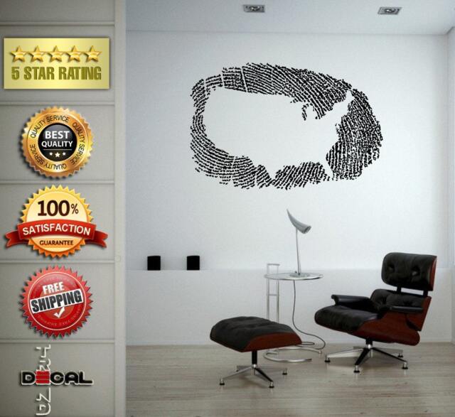 United States America Finger Print Wall Window Car Diy Sticker Decal Vinyl Silhouette Clip Art Vector Plotter Cut Decor Free Shipping L1845 - image 1