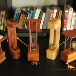 Geometric Crystal Lamp & Air Plant Holder Made With Reclaimed Wood Copper - thumbnail 4
