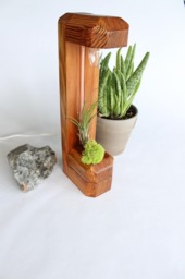 Geometric Crystal Lamp & Air Plant Holder Made With Reclaimed Wood Copper - thumbnail 1
