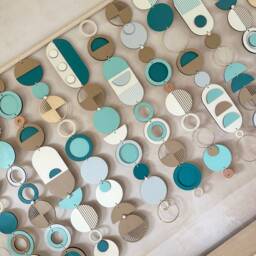 Beachy Mid-Century Wall Hanging - Handmade Wood & Ceramic Sculpture - thumbnail 4