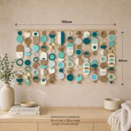 Beachy Mid-Century Wall Hanging - Handmade Wood & Ceramic Sculpture - thumbnail 2