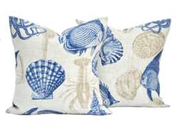 Two Indoor/Outdoor Nautical Pillow Covers, Cushion, Decorative Throw Pillow, Accent Case - thumbnail 1