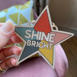 Shine Bright Birch Star Decoration Positive Home Keepsake - thumbnail 1