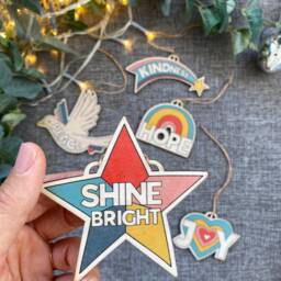Shine Bright Birch Star Decoration Positive Home Keepsake - thumbnail 2